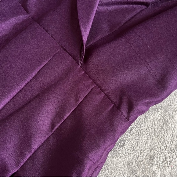 Eliza J Portrait Drape Collar Satin Tea Length Cocktail Gown Dress Purple Sz 8 - Picture 7 of 17